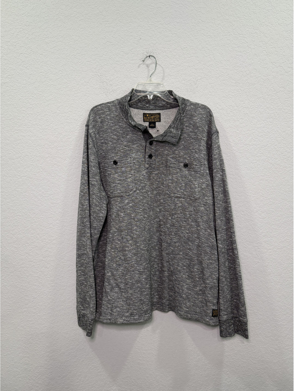 Lucky Brand Heather Gray 1/4 Button Collared Sweater - XL